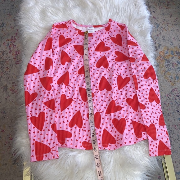 Hanna Andersson Girls Pink with Red Hearts Pajama Long Sleeves Top Sz 12 - Picture 4 of 10